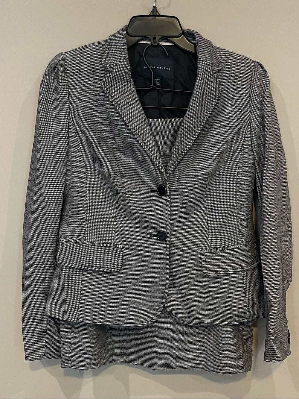 Banana Republic Grey Textured Blazer and Skirt Set